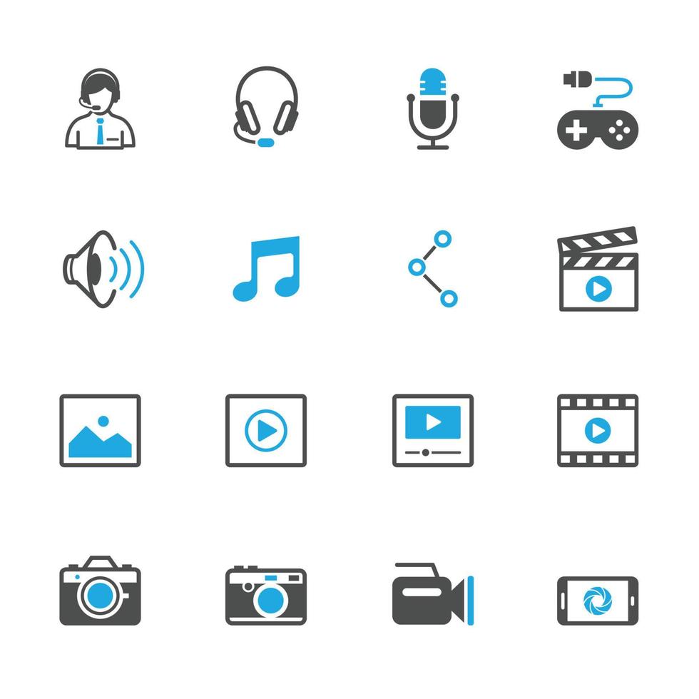icônes multimédia avec fond blanc vecteur