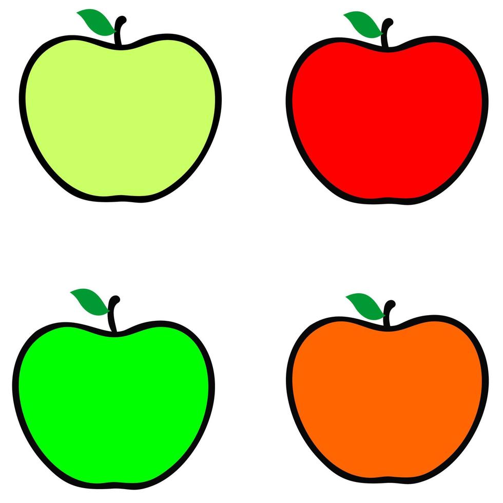 pomme isolé sur fond blanc. illustration de dessin animé de vecteur. pommes fraîches, fruits, végétariens, aliments biologiques sains végétaliens vecteur