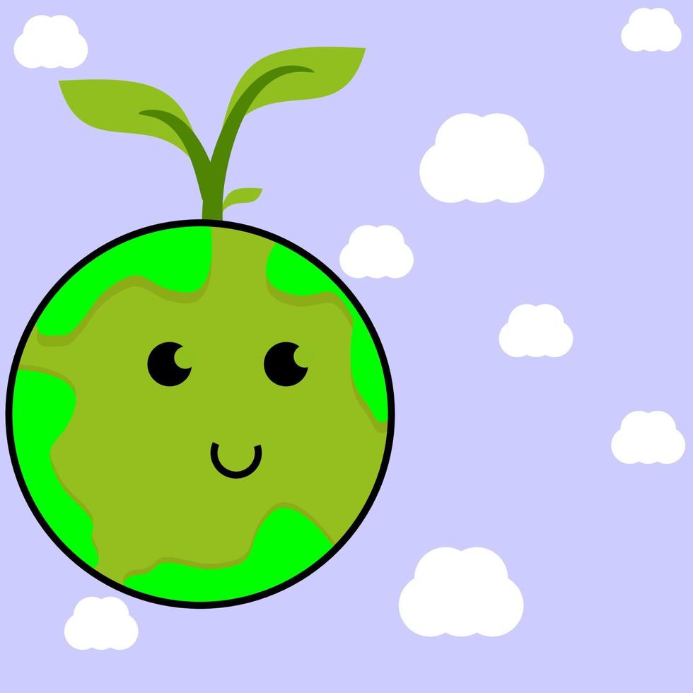 illustration graphique vectorielle d'un joli personnage de dessin animé de globe dans un style d'art vert, adapté aux livres pour enfants, t-shirts, vêtements et autres produits pour enfants. vecteur