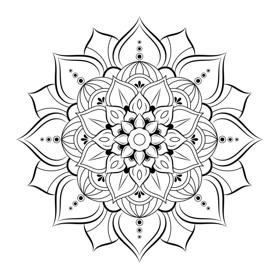 motif floral de mandala noir et blanc, éléments décoratifs vintage, fond de mandala vecteur