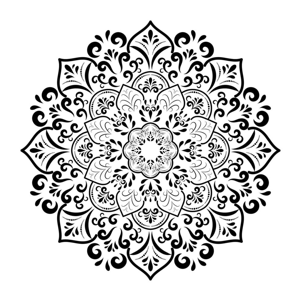 mandala de fleur circulaire avec style floral vintage, motif oriental de mandala vectoriel, élément décoratif dessiné à la main. design unique avec fleur de pétale. concept de détente et de méditation utilisation pour le livre de logo de page vecteur