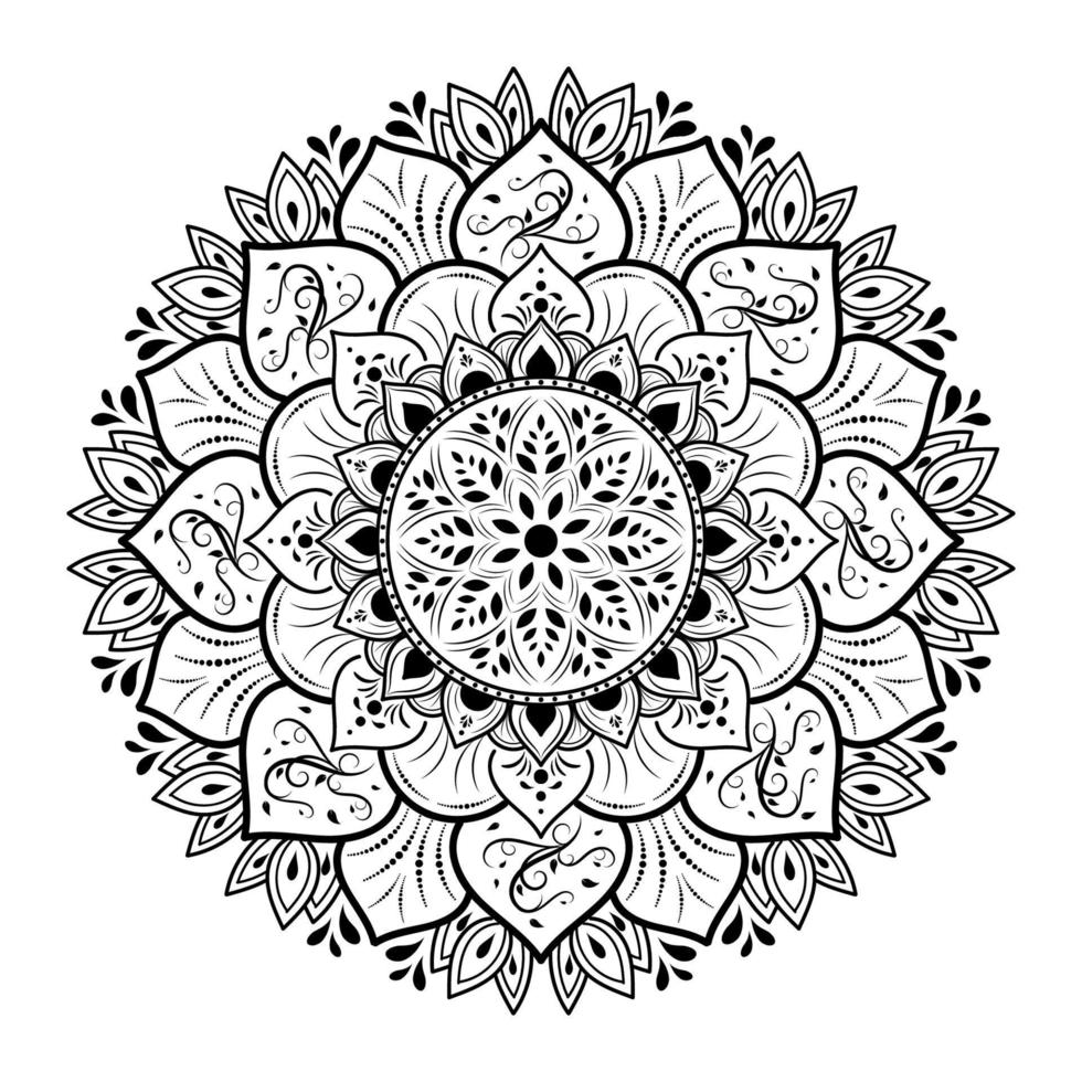 mandala de fleur circulaire avec style floral vintage, motif oriental de mandala vectoriel, élément décoratif dessiné à la main. design unique avec fleur de pétale. concept de détente et de méditation utilisation pour le livre de logo de page vecteur