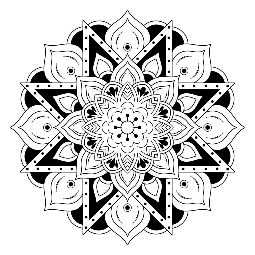 motif floral de mandala noir et blanc, éléments décoratifs vintage, fond de mandala vecteur
