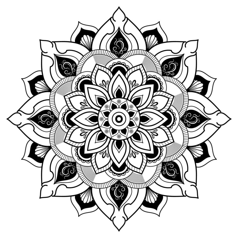 motif floral de mandala noir et blanc, éléments décoratifs vintage, fond de mandala vecteur