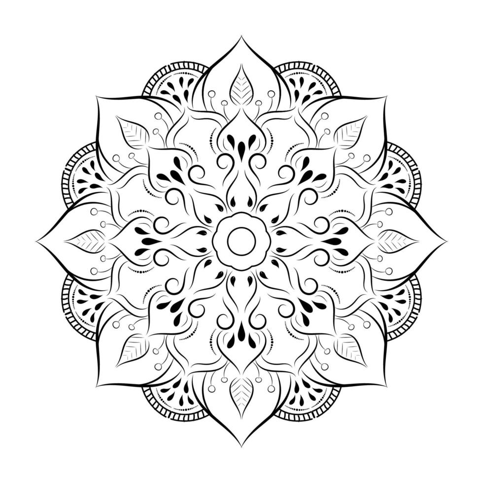 motif floral de mandala noir et blanc, éléments décoratifs vintage, fond de mandala vecteur