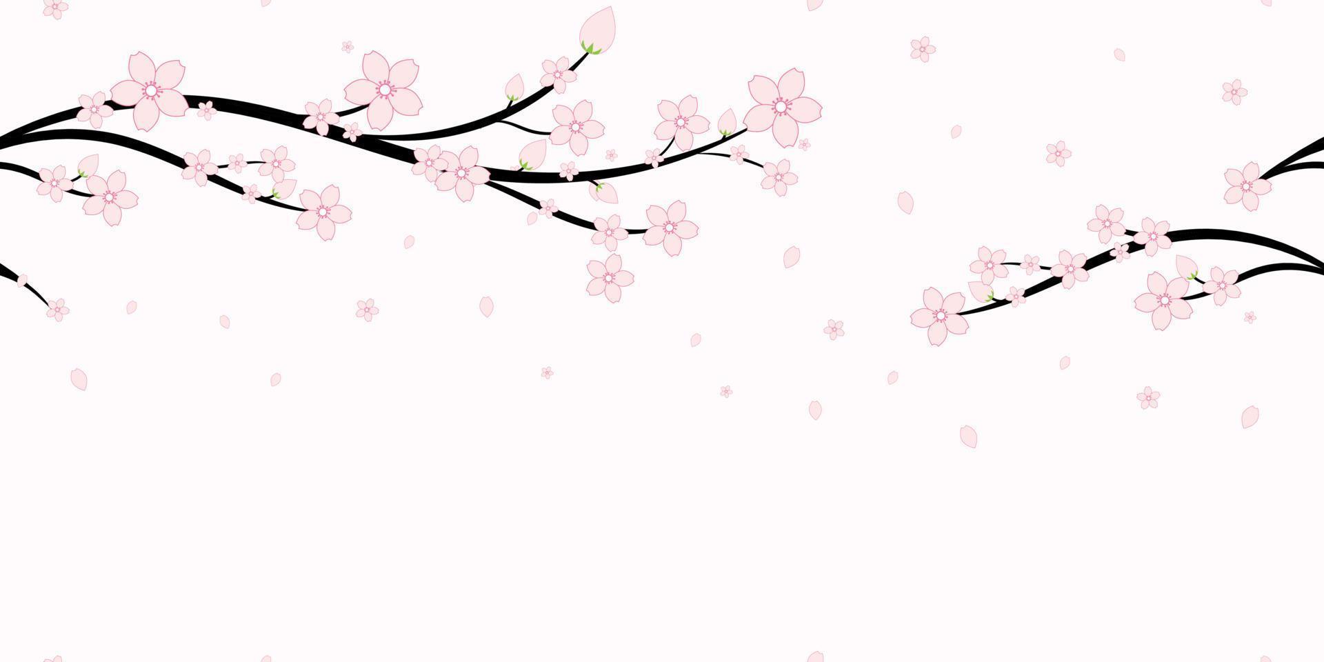 arrière-plan harmonieux de fleurs et de branches de cerisier japonais, illustration vectorielle de fleur de sakura, arrière-plans harmonieux et fonds d'écran pour tissu, emballage, impression décorative, textile vecteur