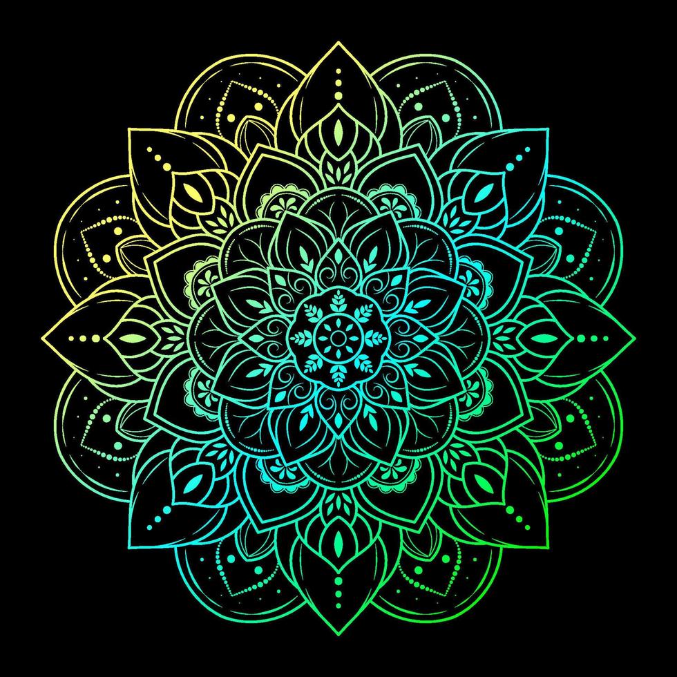 conception de style floral vintage mandala avec couleur or et noir vecteur