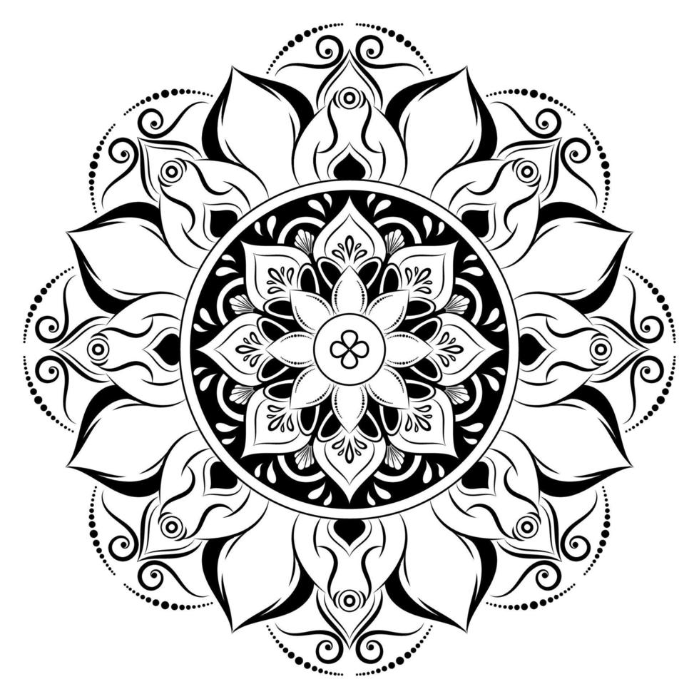 motif floral de mandala noir et blanc, éléments décoratifs vintage, fond de mandala vecteur