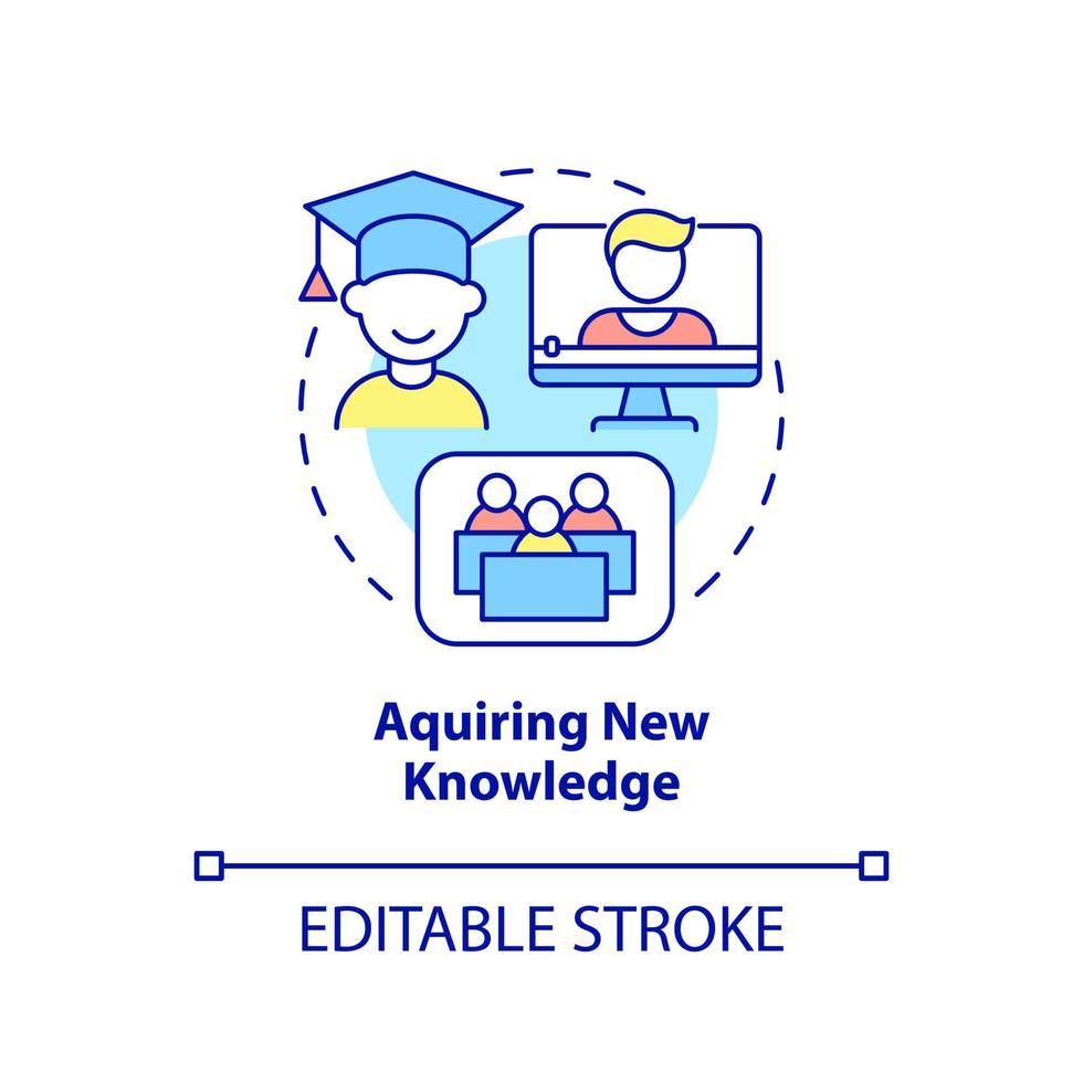acquisition d'une nouvelle icône de concept de connaissances. Cours en ligne. exemples d'apprentissage tout au long de la vie idée abstraite illustration en ligne mince. dessin de contour isolé. trait modifiable. vecteur