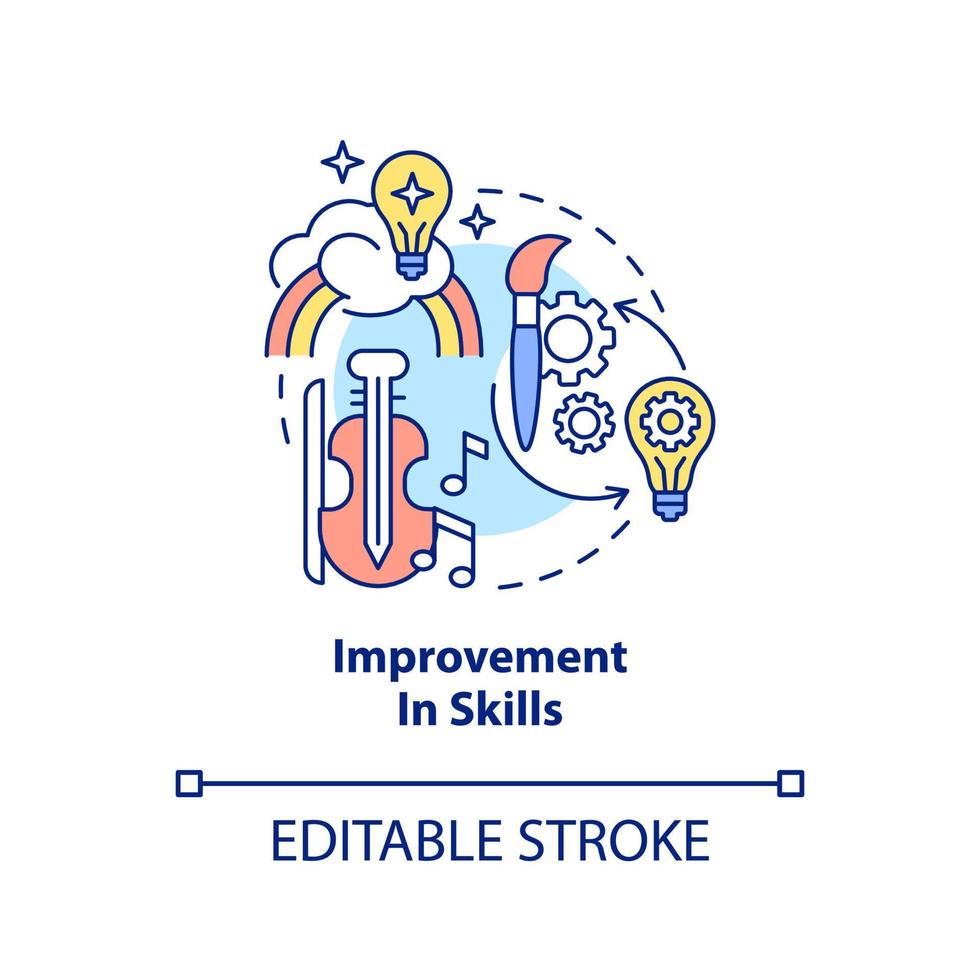 amélioration de l'icône de concept de compétences. développer des capacités. l'éducation tout au long de la vie profite de l'idée abstraite de l'illustration de la ligne mince. dessin de contour isolé. trait modifiable. vecteur