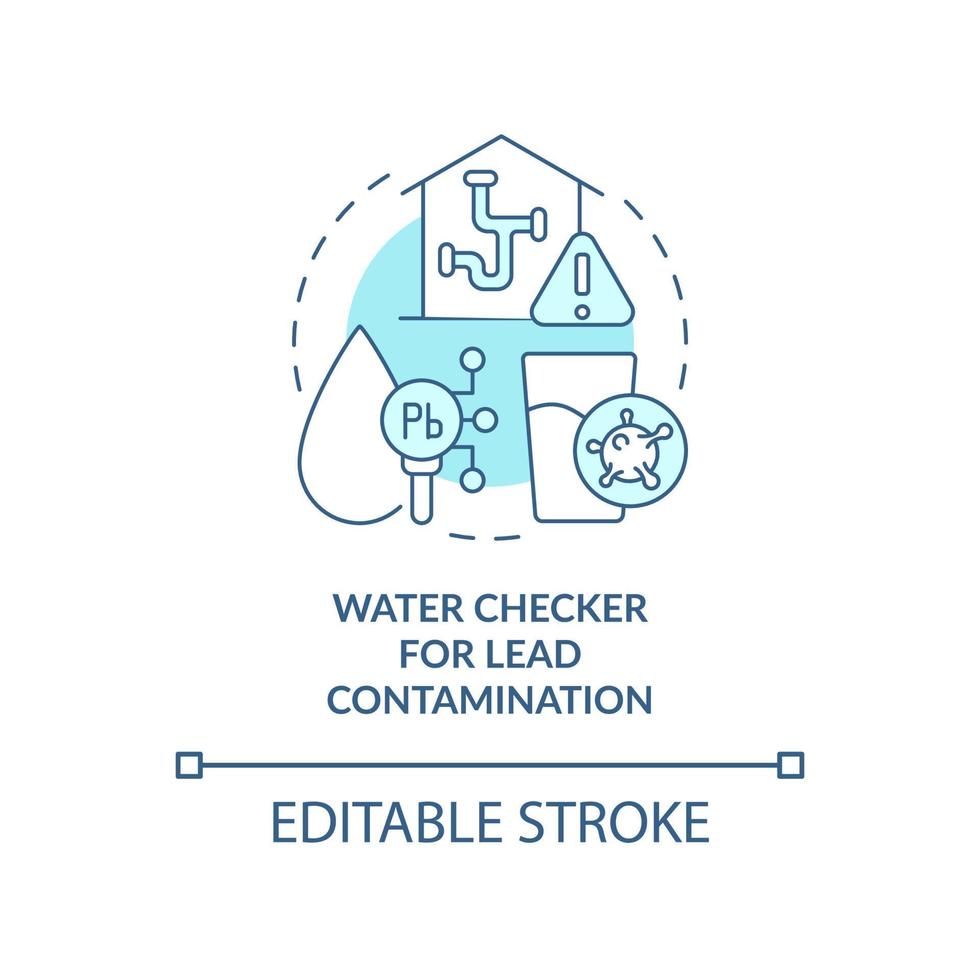 vérificateur d'eau pour l'icône de concept turquoise de contamination par le plomb. protéger l'illustration de la ligne mince de l'idée abstraite de l'eau potable. dessin de contour isolé. trait modifiable. vecteur