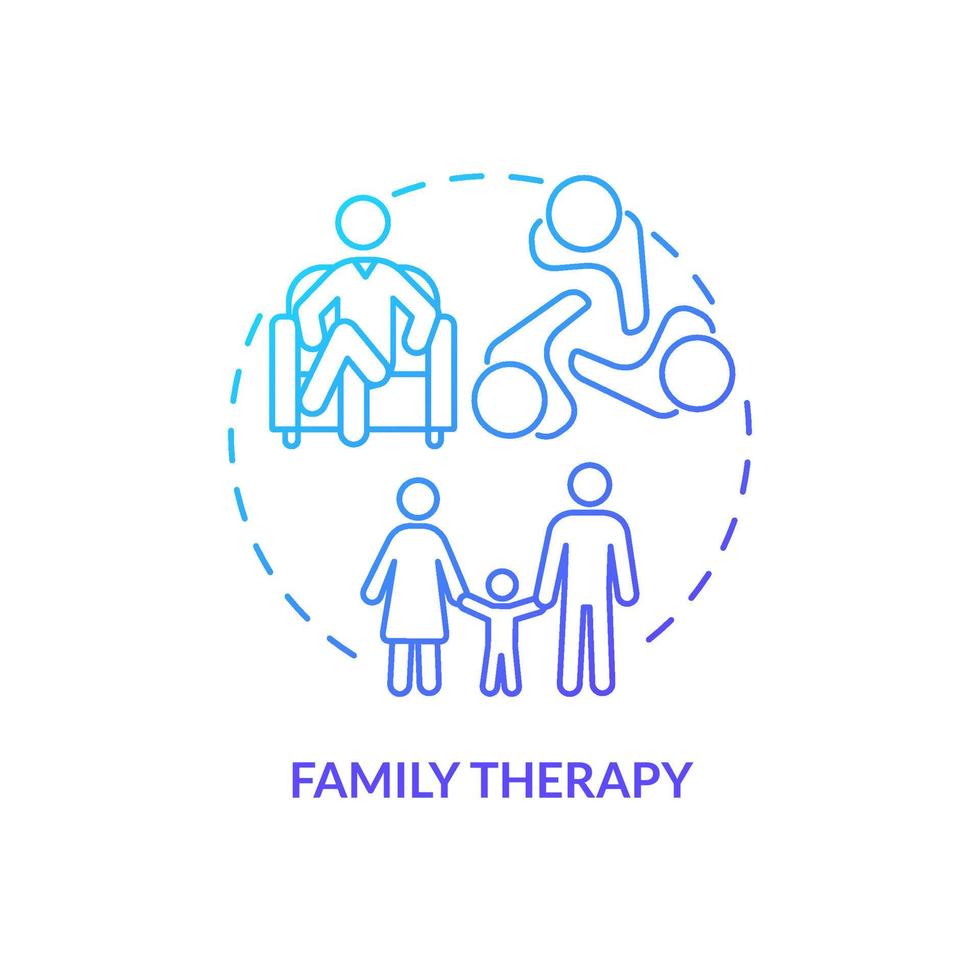 icône de concept de gradient bleu de thérapie familiale. thérapie de groupe des membres de la famille. illustration de la ligne mince de l'idée abstraite du traitement des troubles de conduite. dessin de contour isolé. vecteur