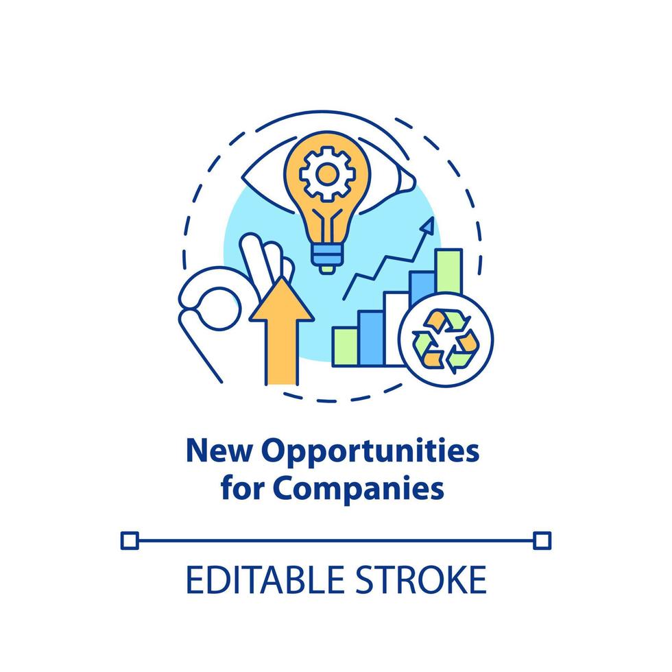 icône de concept de nouvelles opportunités pour les entreprises. l'économie circulaire bénéficie de l'illustration de la ligne mince de l'idée abstraite. dessin de contour isolé. trait modifiable. vecteur