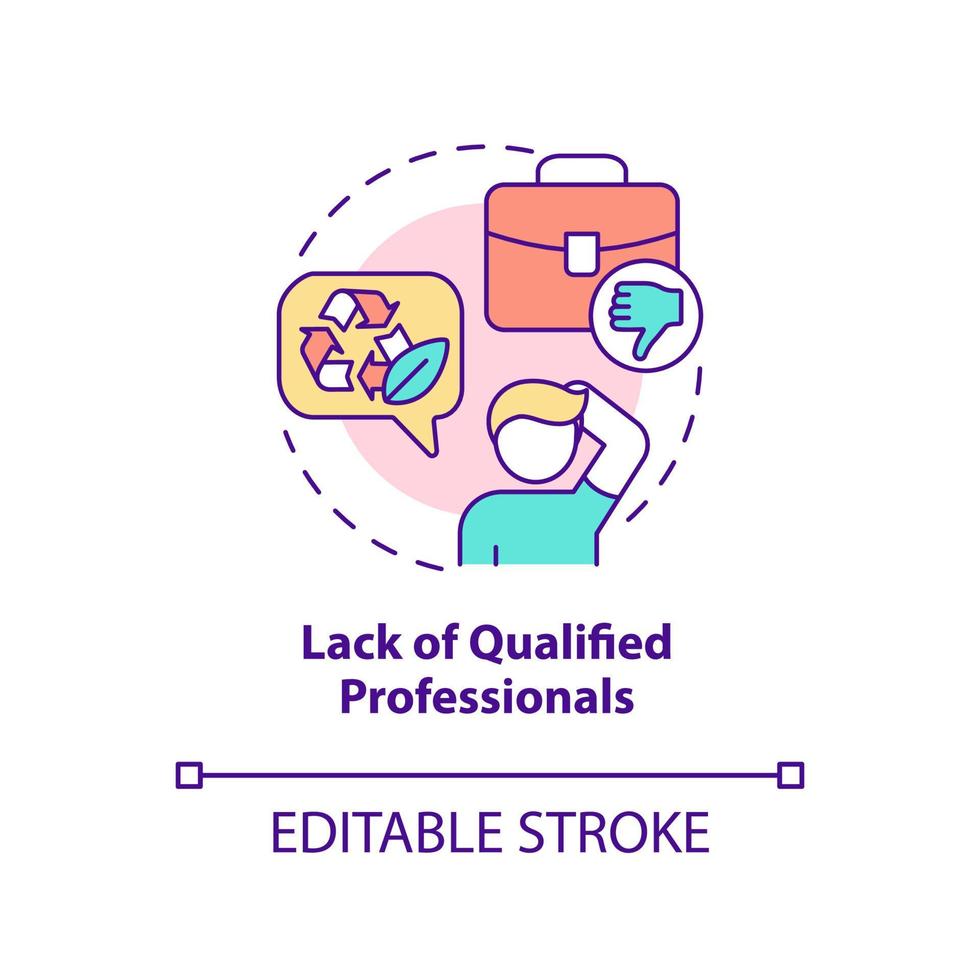 manque d'icône de concept de professionnels qualifiés. défi de l'économie circulaire illustration de la ligne mince de l'idée abstraite. dessin de contour isolé. trait modifiable. vecteur