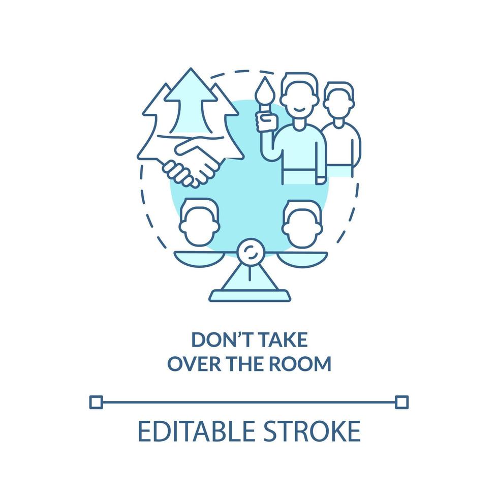 ne prenez pas le contrôle de l'icône de concept turquoise de la pièce. illustration de ligne mince d'idée abstraite de salle d'évasion. renforcer l'esprit d'équipe. dessin de contour isolé. trait modifiable. vecteur