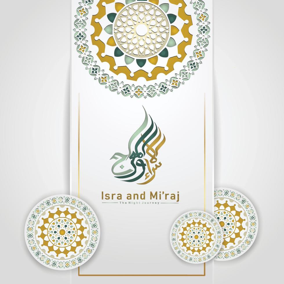 al-isra wal mi'raj prophète muhammad calligraphie salutation modèle de fond vecteur