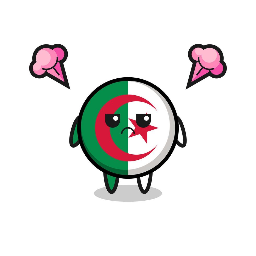 expression agacée du personnage de dessin animé mignon drapeau algérien vecteur