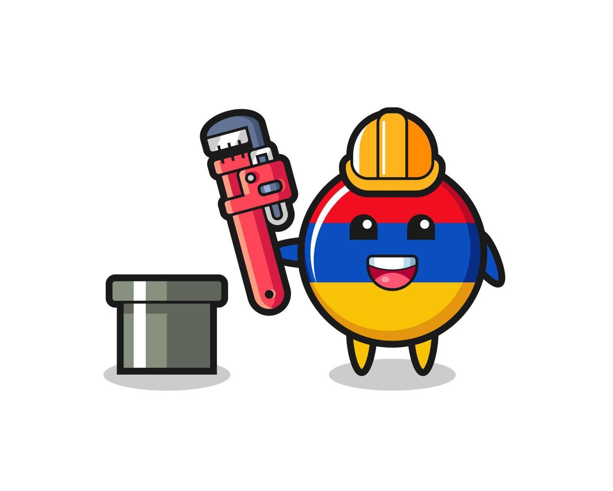 illustration de caractère du drapeau arménien en tant que plombier vecteur