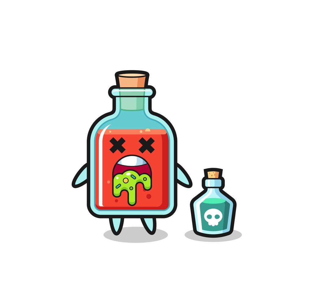 illustration d'un personnage carré de bouteille de poison vomissant à cause d'un empoisonnement vecteur