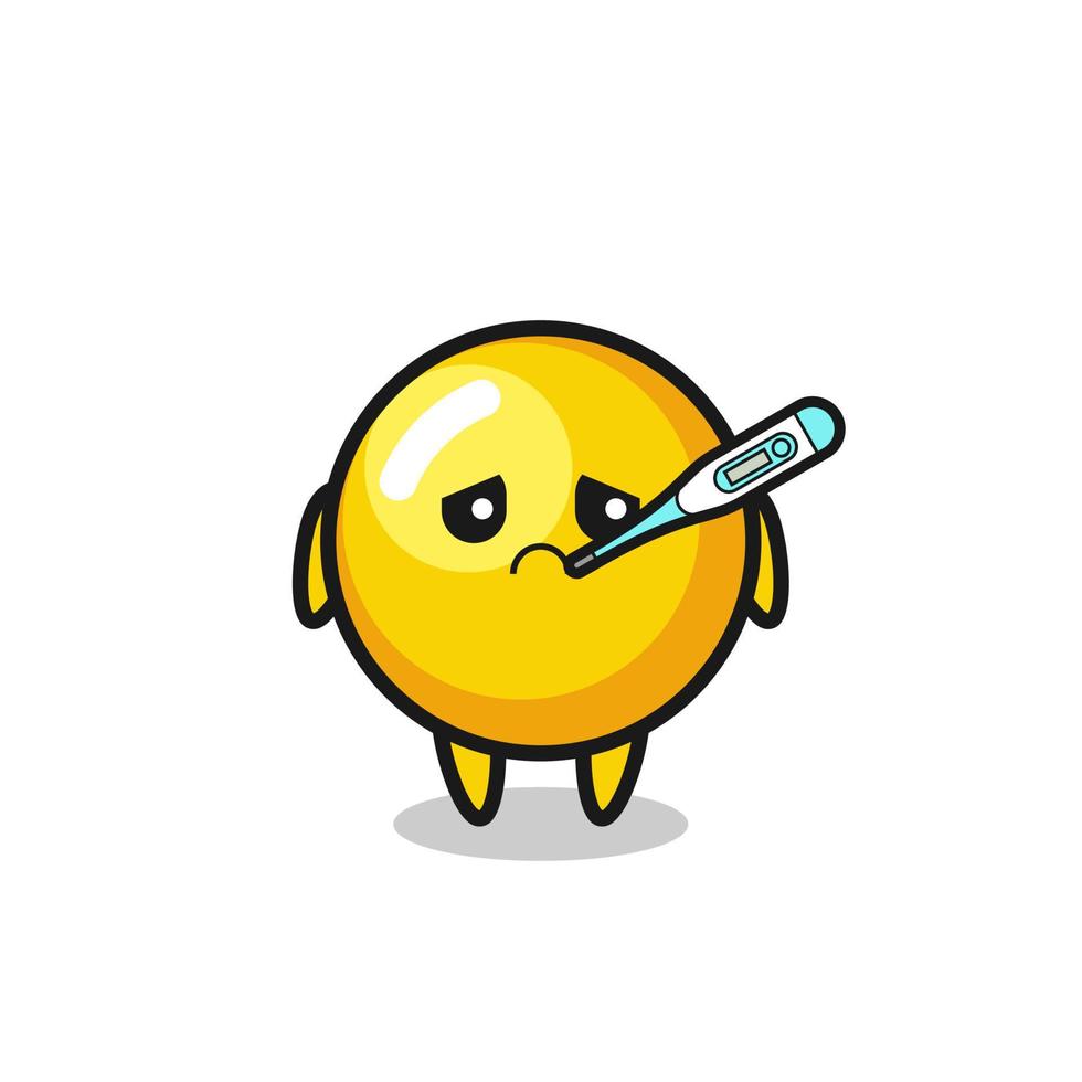 personnage de mascotte de jaune d'oeuf avec fièvre vecteur