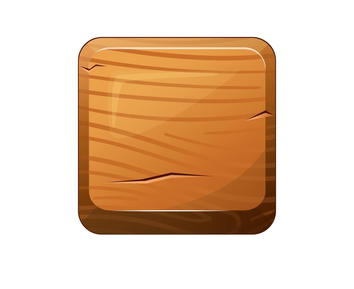 bouton rectangulaire en bois pour la conception d'interface utilisateur dans un jeu, un lecteur vidéo ou un site Web. dessin animé de vecteur