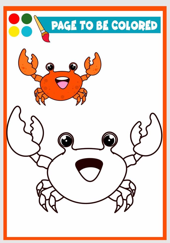 livre de coloriage pour les enfants crabe mignon vecteur