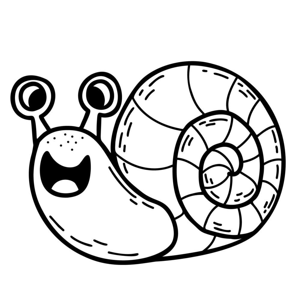 escargot mignon. dessin à la main linéaire. illustration vectorielle. palourde animale drôle - personnage d'escargot. vecteur