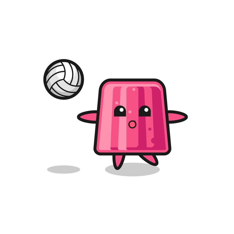 dessin animé de personnage de gelée joue au volley-ball vecteur