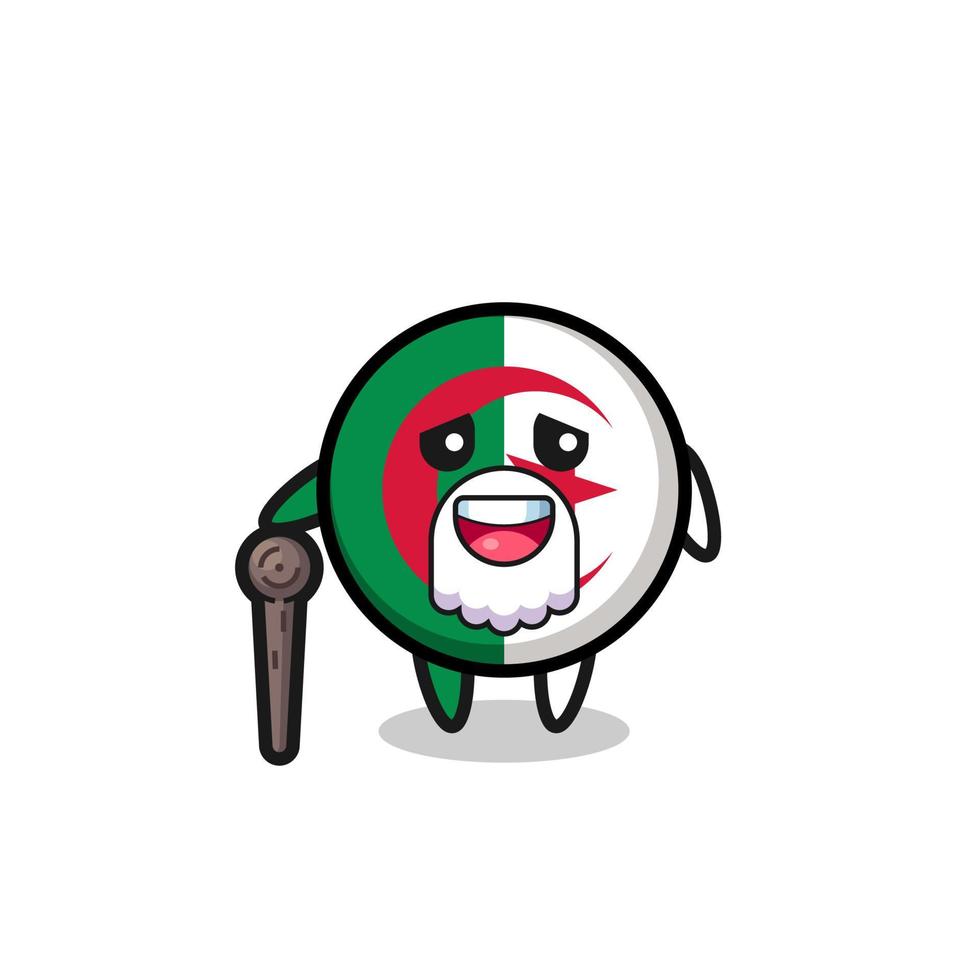 grand-père mignon drapeau algérien tient un bâton vecteur
