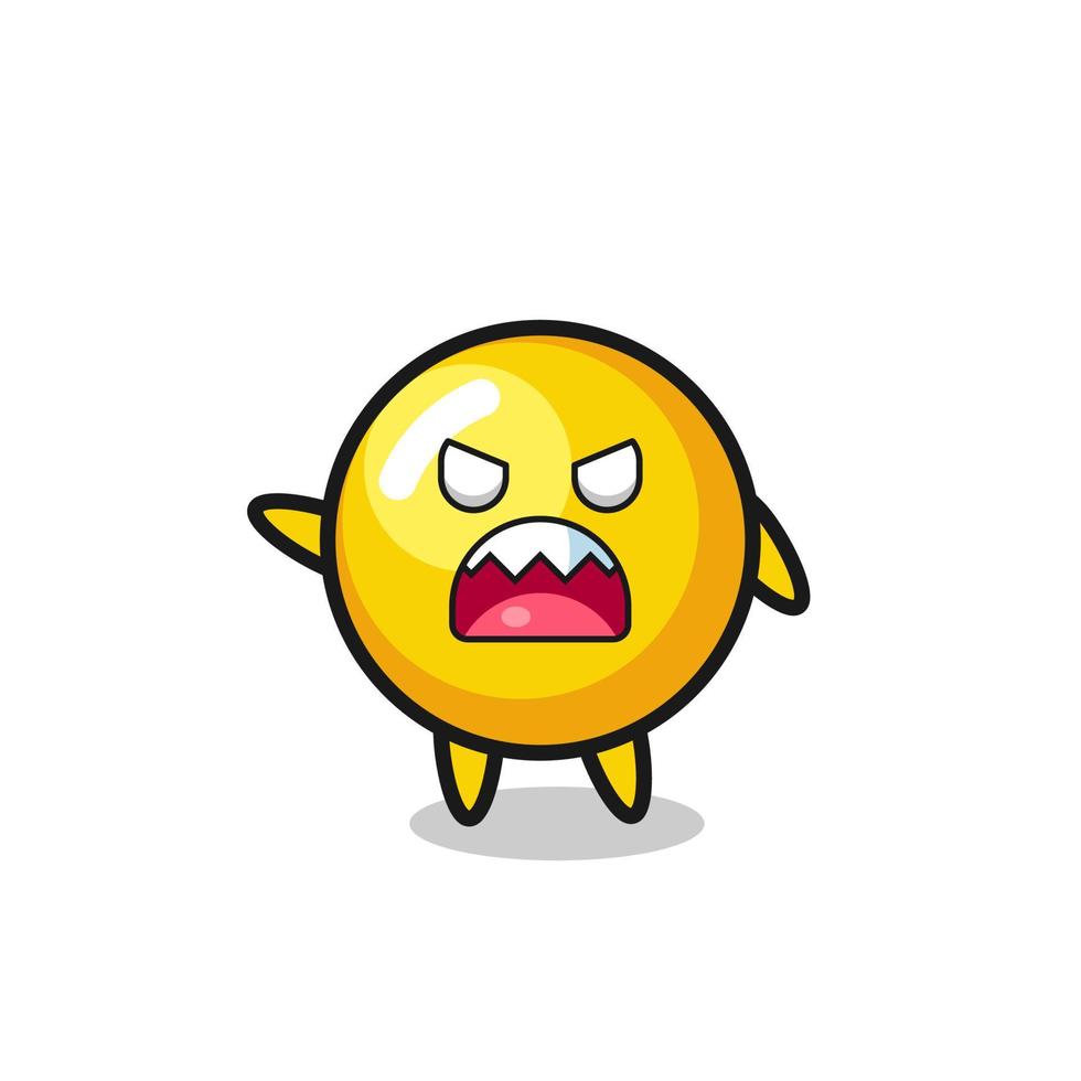 dessin animé mignon de jaune d'oeuf dans une pose très en colère vecteur