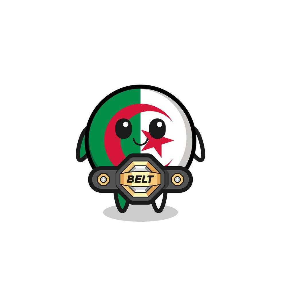 la mascotte du drapeau algérien mma fighter avec une ceinture vecteur