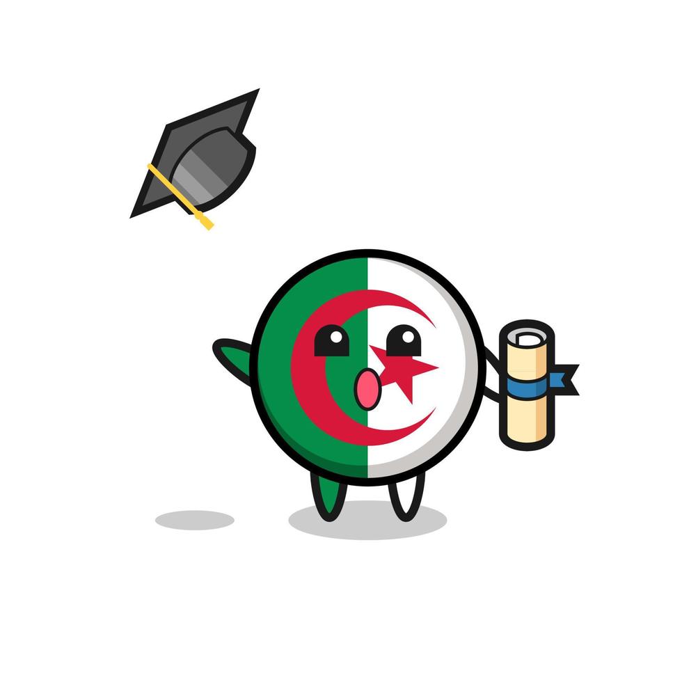 illustration du dessin animé du drapeau algérien jetant le chapeau à la remise des diplômes vecteur
