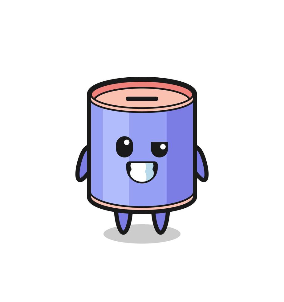 adorable mascotte de tirelire cylindrique avec un visage optimiste vecteur