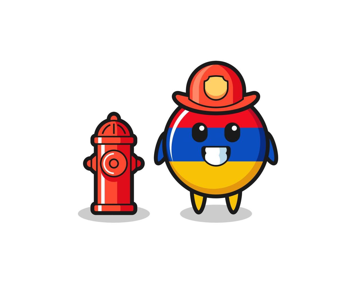 personnage mascotte du drapeau arménien en tant que pompier vecteur