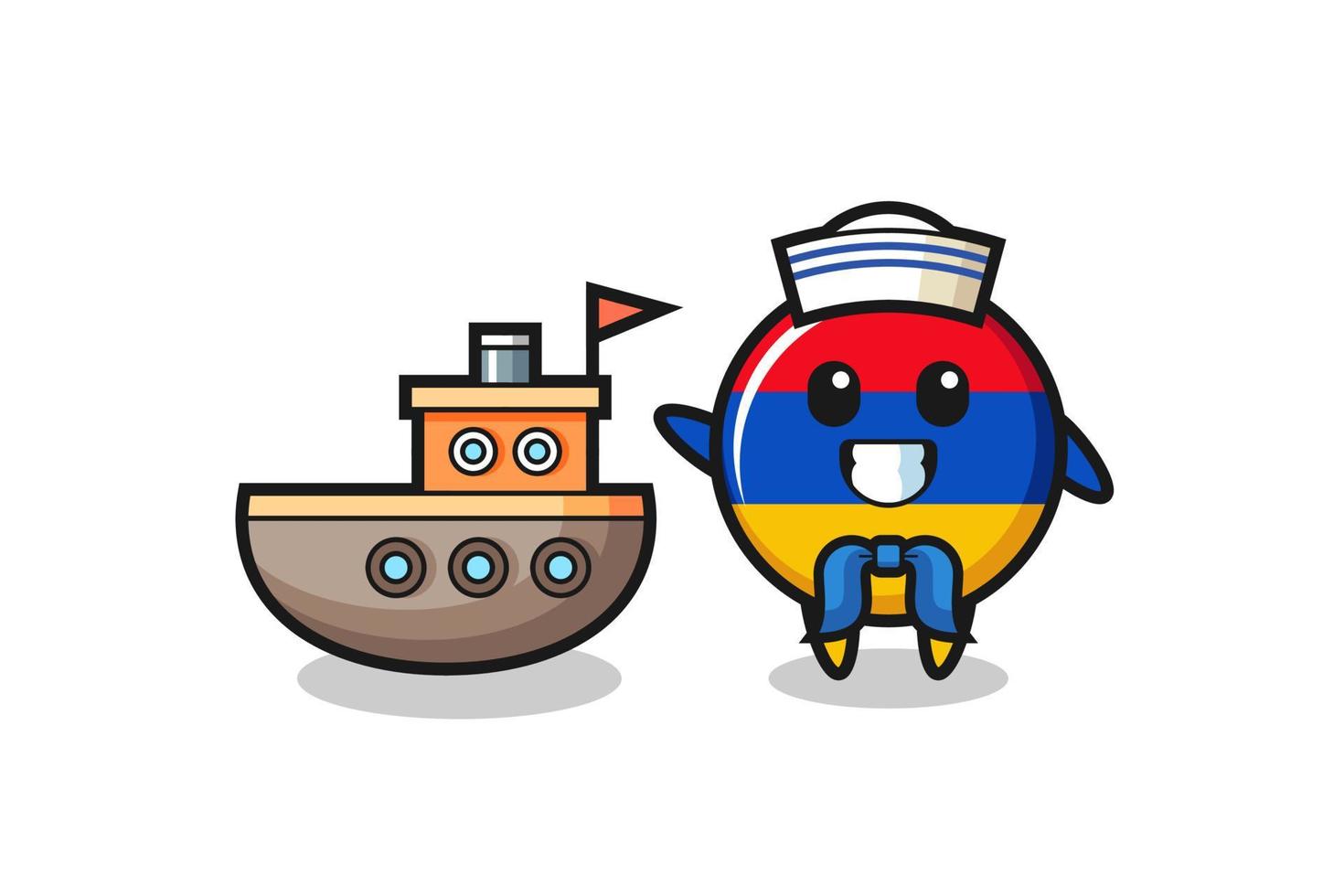 personnage mascotte du drapeau arménien en tant que marin vecteur
