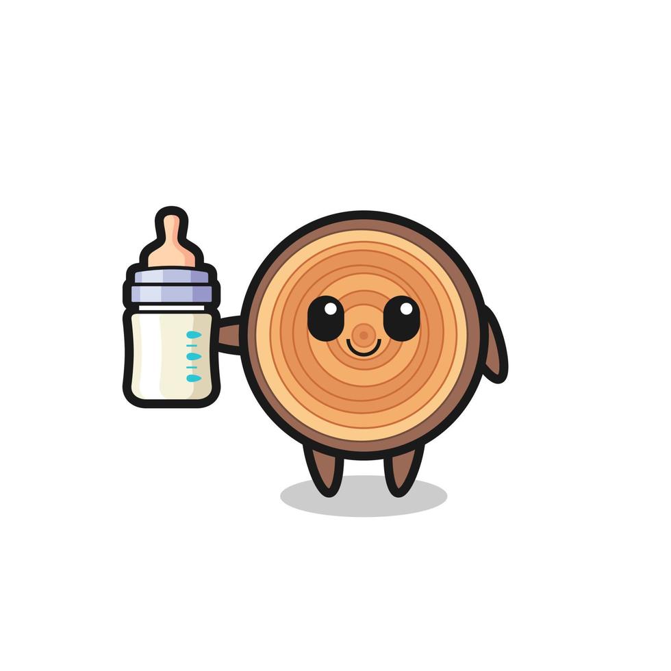 personnage de dessin animé de grain de bois bébé avec bouteille de lait vecteur