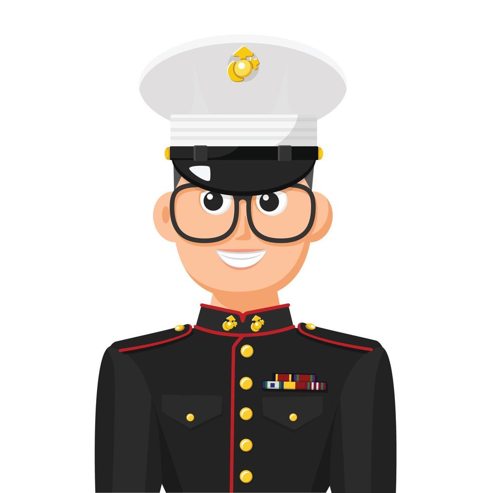 nous marine privé en vecteur plat simple. icône ou symbole de profil personnel. illustration vectorielle de concept de personnes militaires.