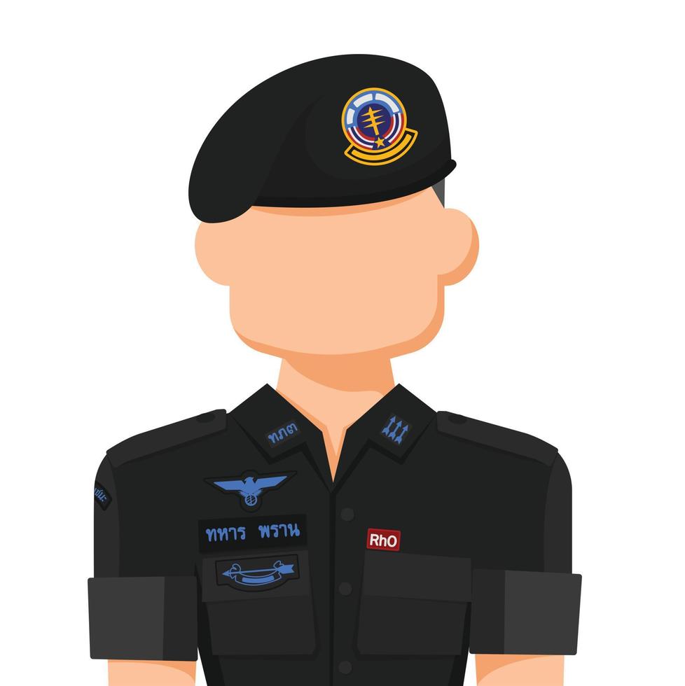 ranger de l'armée noire de thaïlande en vecteur plat simple. icône ou symbole de profil personnel. illustration vectorielle de personnes design graphique.