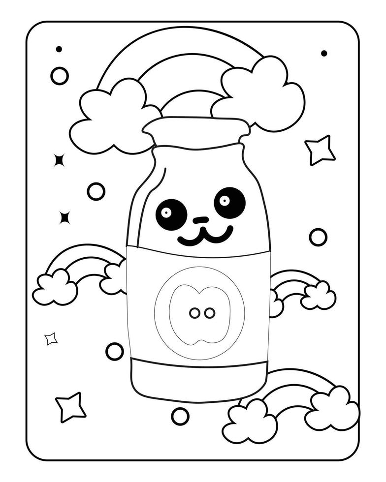 page de coloriage kawaii, conception de contour pour enfants, page de coloriage kawaii pour enfants, page de coloriage de jouet pour bébé et dessin au trait de jouet pour enfants. vecteur