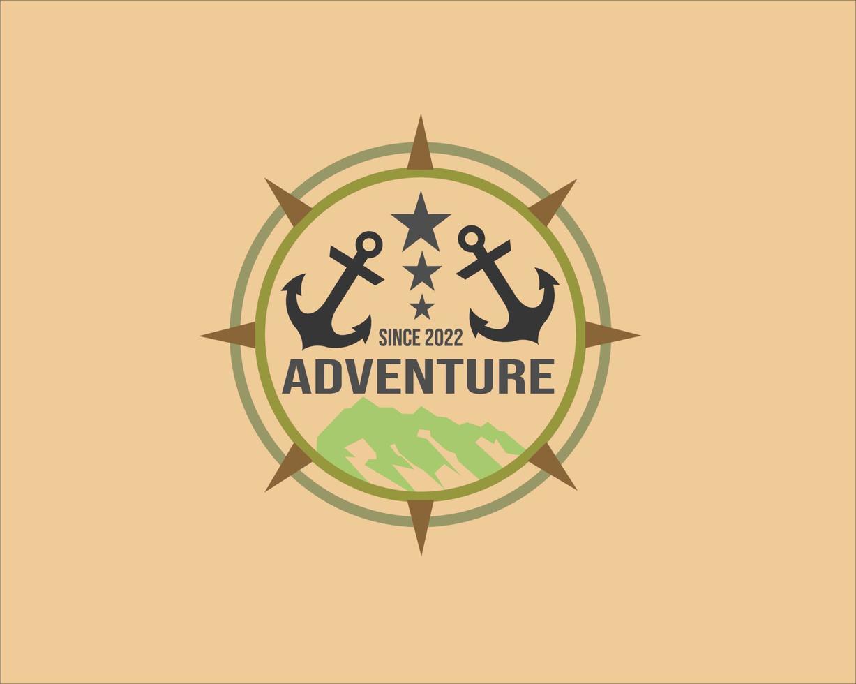 création de modèle de logo d'aventure avec deux ancres vecteur