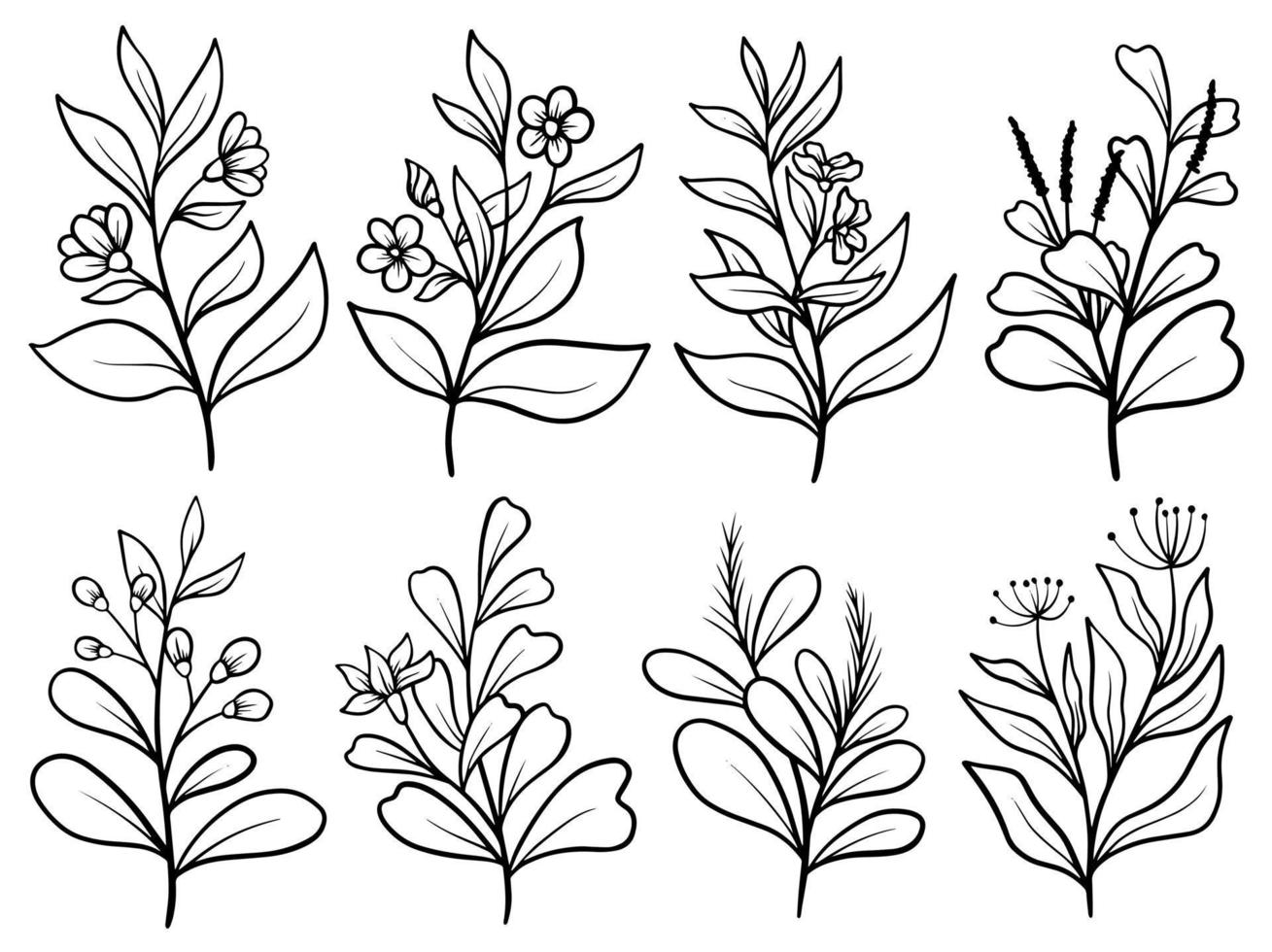 illustration d'art de ligne de croquis de fleurs dessinées à la main vecteur