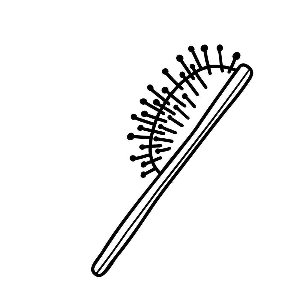 peigne de griffonnage dessiné à la main. brosse à cheveux de massage. routine matinale. illustration vectorielle isolée sur fond blanc vecteur