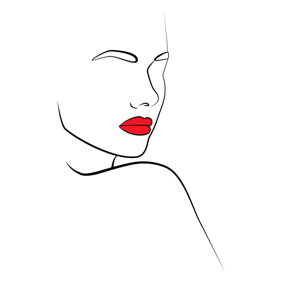 ligne continue, dessin de visages et de coiffures établis, concept de mode, beauté féminine minimaliste. vecteur