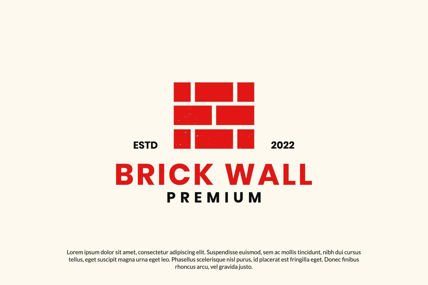 vecteur de conception de logo de mur de brique rustique plat