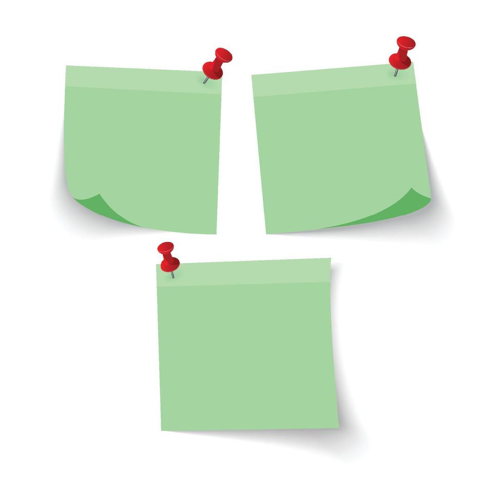 Stick note papier avec couleur verte isoler sur fond blanc, illustration vectorielle vecteur