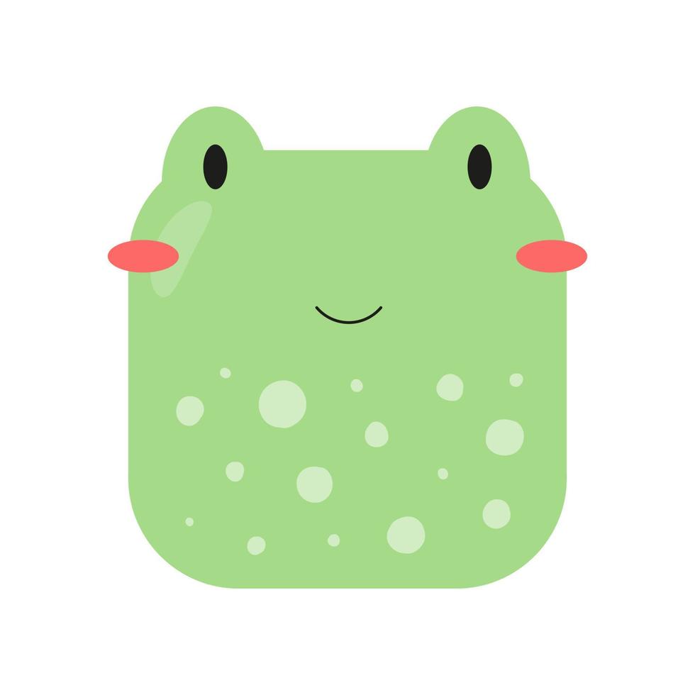 visage de dessin animé d'animal de forêt carré. grenouille icône mignonne. illustration vectorielle. vecteur