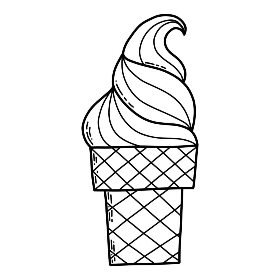 illustration vectorielle. glace doodle isolé sur fond blanc. page de coloriage pour les enfants. vecteur