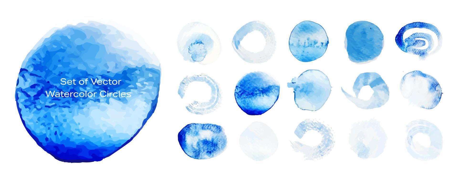 cercles aquarelles vecteur décoratif dans les couleurs bleues