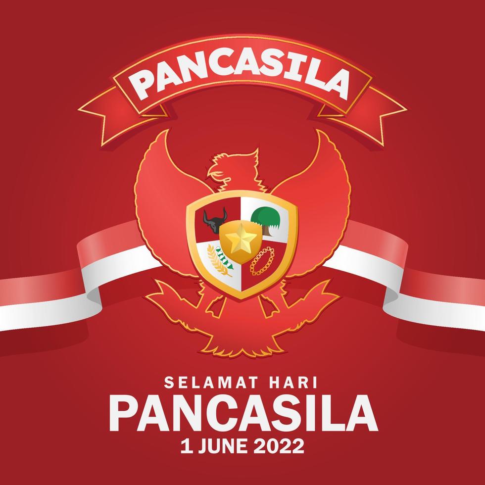 selamat hari pancasila signifie joyeux jour de pancasila le symbole de la république d'indonésie vecteur