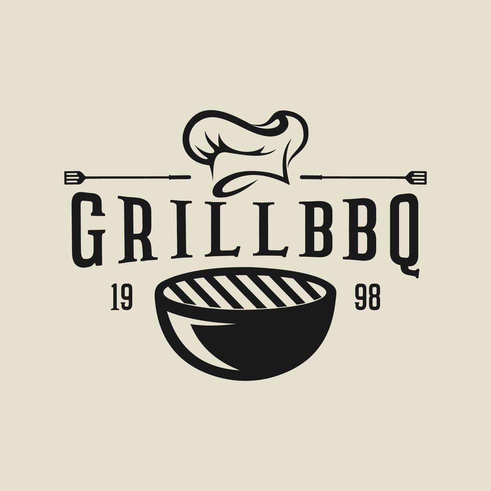 barbecue charbon de bois grill hipster vintage logo vecteur icône illustration